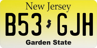 NJ license plate B53GJH