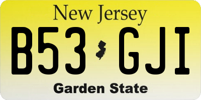 NJ license plate B53GJI