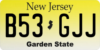 NJ license plate B53GJJ