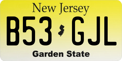 NJ license plate B53GJL