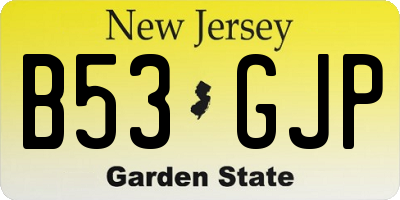 NJ license plate B53GJP