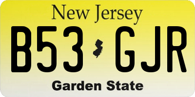 NJ license plate B53GJR