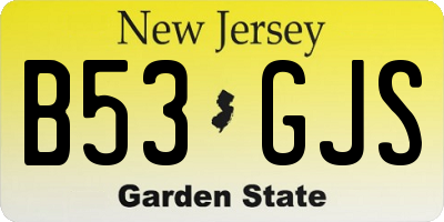 NJ license plate B53GJS