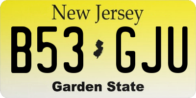 NJ license plate B53GJU