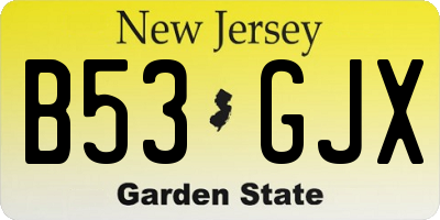 NJ license plate B53GJX