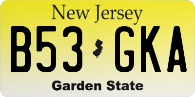 NJ license plate B53GKA