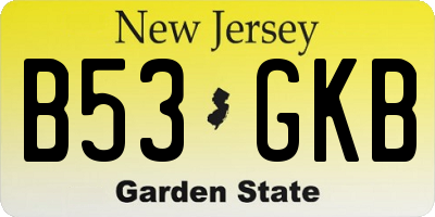 NJ license plate B53GKB