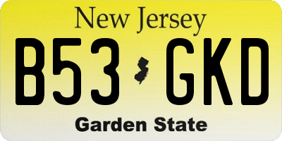 NJ license plate B53GKD