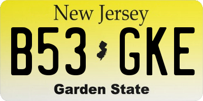 NJ license plate B53GKE