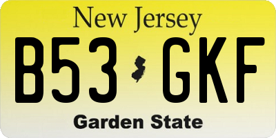 NJ license plate B53GKF