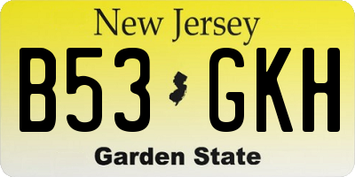 NJ license plate B53GKH