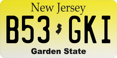 NJ license plate B53GKI