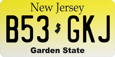 NJ license plate B53GKJ