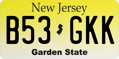 NJ license plate B53GKK