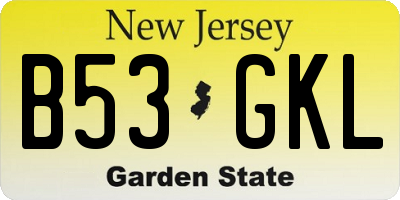 NJ license plate B53GKL