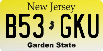 NJ license plate B53GKU