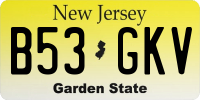 NJ license plate B53GKV