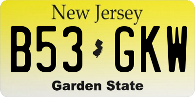 NJ license plate B53GKW