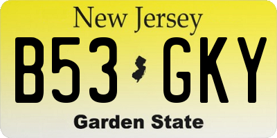 NJ license plate B53GKY