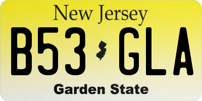 NJ license plate B53GLA