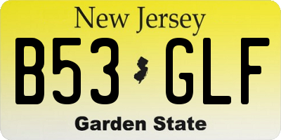 NJ license plate B53GLF