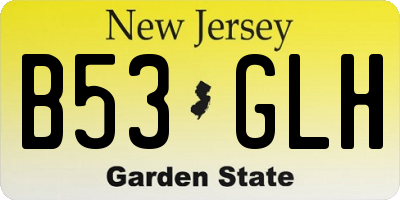 NJ license plate B53GLH
