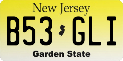 NJ license plate B53GLI