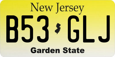NJ license plate B53GLJ