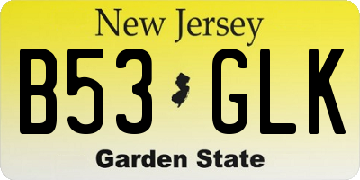 NJ license plate B53GLK