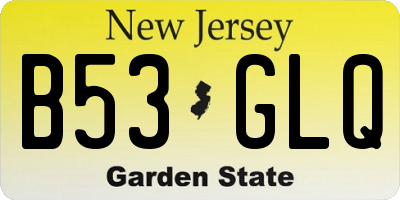 NJ license plate B53GLQ