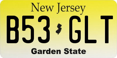 NJ license plate B53GLT