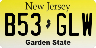 NJ license plate B53GLW