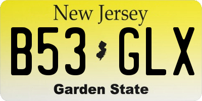 NJ license plate B53GLX