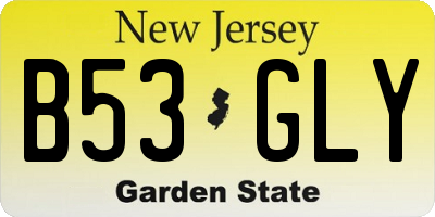 NJ license plate B53GLY