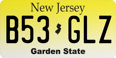 NJ license plate B53GLZ