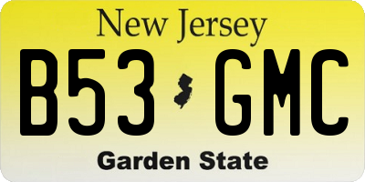 NJ license plate B53GMC