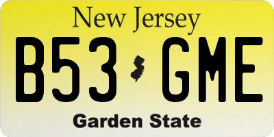 NJ license plate B53GME
