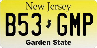 NJ license plate B53GMP