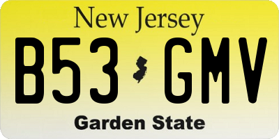 NJ license plate B53GMV