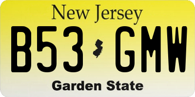 NJ license plate B53GMW