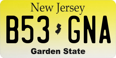 NJ license plate B53GNA