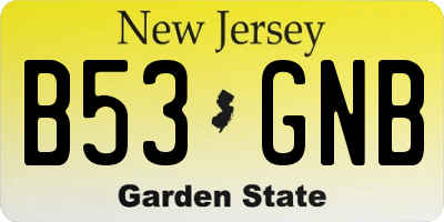 NJ license plate B53GNB