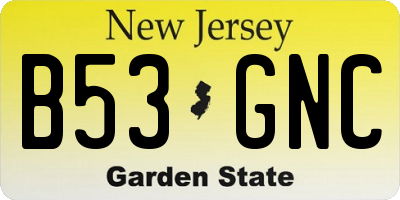 NJ license plate B53GNC