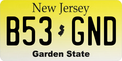 NJ license plate B53GND
