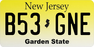 NJ license plate B53GNE