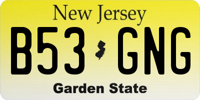 NJ license plate B53GNG
