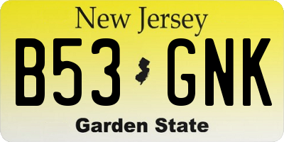 NJ license plate B53GNK
