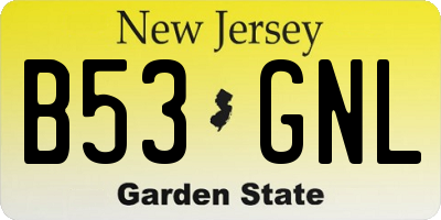 NJ license plate B53GNL