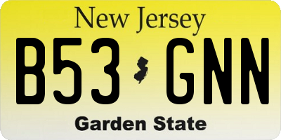 NJ license plate B53GNN