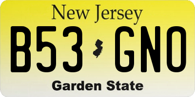 NJ license plate B53GNO